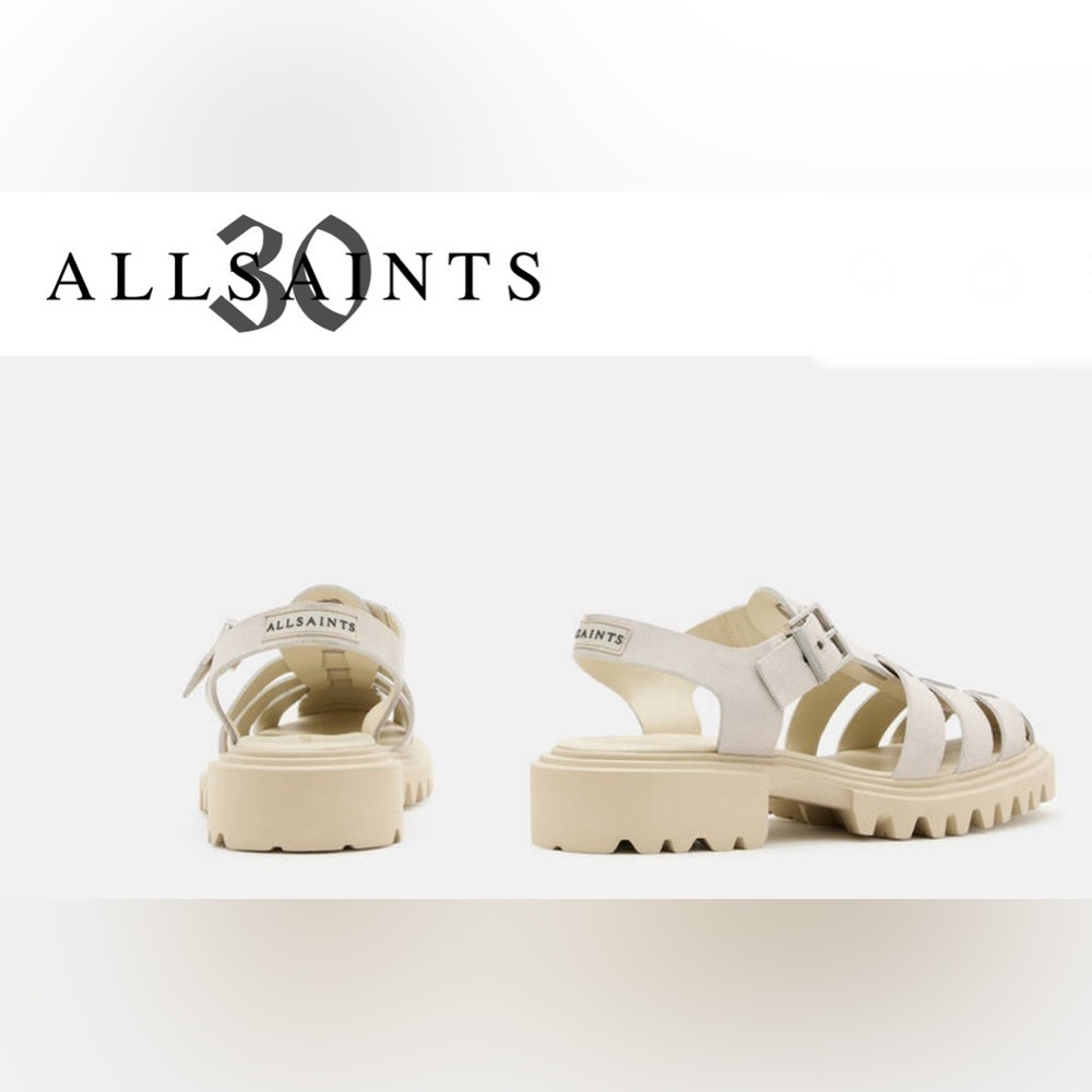 ALL SAINTS Designer Nessa Chunky Leather Buckle Sandals Size 8 - Picture 2 of 9